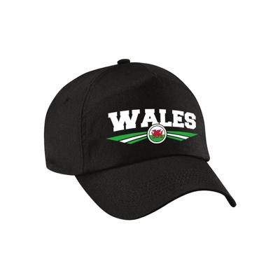 Wales / Wales land supporters petje - zwart - Volwassenen - Baseballcap - Sport - vlag thema