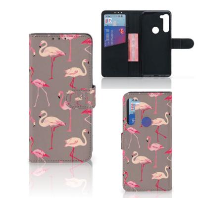 Motorola G8 Power | Telefoonhoesje | Met pasjeshouder | Flamingo