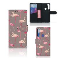 Motorola G8 Power | Telefoonhoesje | Met pasjeshouder | Flamingo