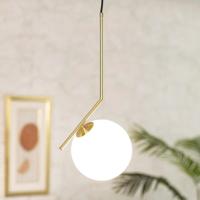 Hanglamp opaal glas moonlight &apos;Mono&apos; messing E14 fitting modern 55 cm