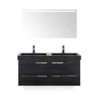 Seville Badmeubelset 120 cm - 4 laden Black Oak - Wastafel Lucca Dubbel - met Sence Spiegel
