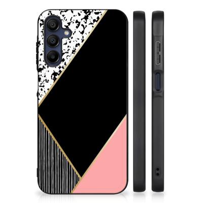 Samsung Galaxy A15 Backcover Zwart Roze Vormen