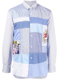 Junya Watanabe MAN chemise rayée à design patchwork - Bleu