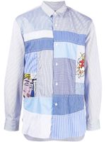 Junya Watanabe MAN chemise rayée à design patchwork - Bleu - thumbnail