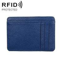 KB37 Antimagnetic RFID Litchi Texture Leather Card Holder Wallet Billfold for Men and Women (Blue)