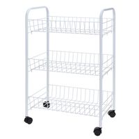 Witte keuken trolley met manden op wielen