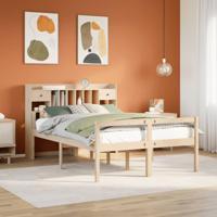 Bed met boekenkast zonder matras massief grenenhout 140x190 cm