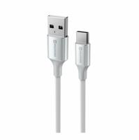 Swissten Gevlochten USB-C naar USB-A Kabel - 1.5M - Versie 2.0 - Wit