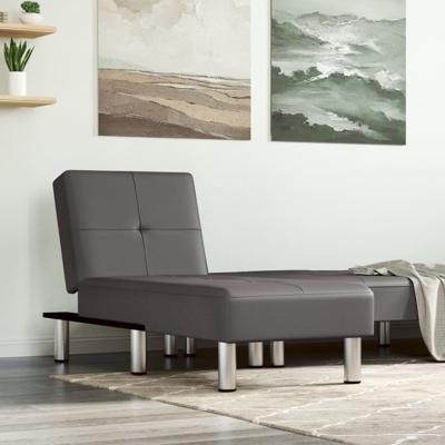 Chaise longue kunstleer grijs