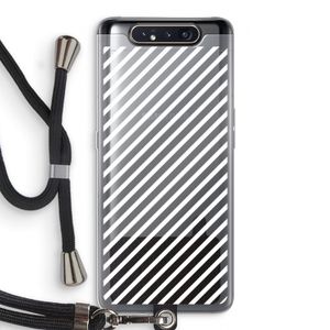 Strepen zwart-wit: Samsung Galaxy A80 Transparant Hoesje met koord