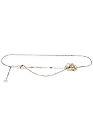 CHANEL Pre-Owned ceinture en chaîne à logo strassé (2005) - Argent