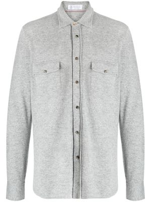 Brunello Cucinelli cardigan en laine à col italien - Gris