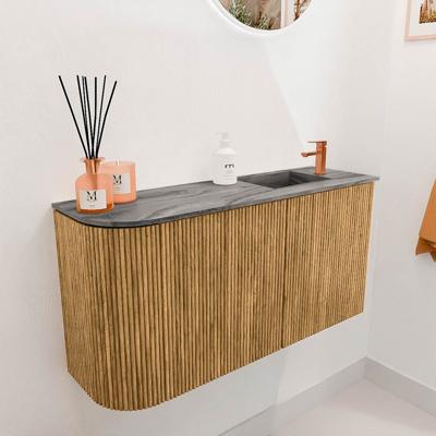 Toiletmeubel Mondiaz Joya Dlux | 81.6 cm | Meubelkleur Oak | Faye wastafel Sombra Wasbak Rechts | 1 kraangat