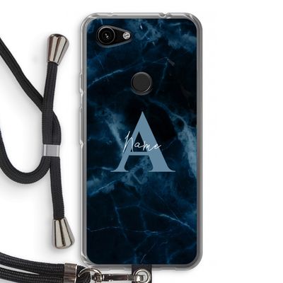Midnight Marble: Pixel 3a Transparant Hoesje met koord