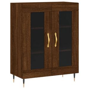 The Living Store Dressoir - Classico - Hout en Glas - 69.5 x 34 x 90 cm - Bruineiken