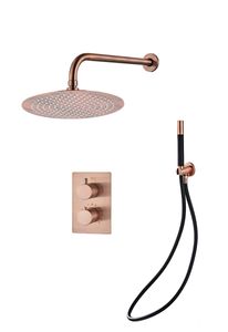 Saniclear Copper Pro inbouw regendouche met wandarm en 30cm hoofddouche geborsteld koper zwart