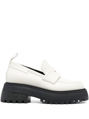 3juin mocassins en cuir à plateforme 40 mm - Blanc
