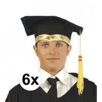 6x Luxe afstudeerpet / geslaagd hoedje met gouden details   -