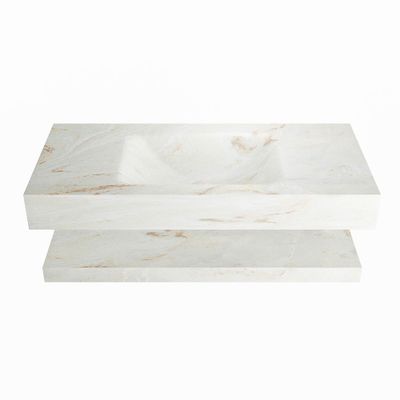 MONDIAZ ALAN-DLUX 100cm planchet Frappe. Vrijhangende wastafel CLOUD midden zonder kraangat, kleur Frappe.