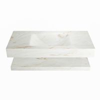 MONDIAZ ALAN-DLUX 100cm planchet Frappe. Vrijhangende wastafel CLOUD midden zonder kraangat, kleur Frappe.