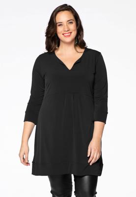 Yoek Tuniek met plooi | Zwart | Maat 46/48