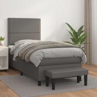 Boxspring met matras kunstleer grijs 90x190 cm