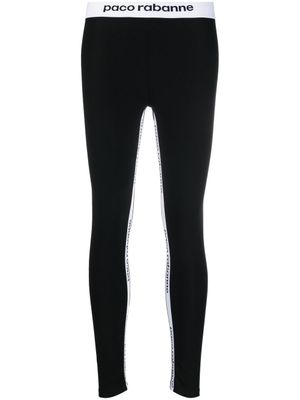 Rabanne legging à bande logo - Noir
