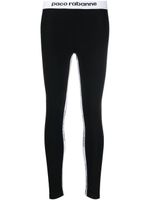 Rabanne legging à bande logo - Noir