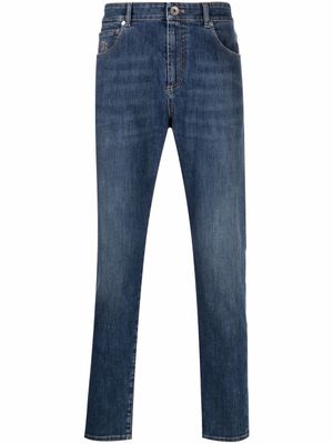 Brunello Cucinelli pantalon droit à effet délavé - Bleu