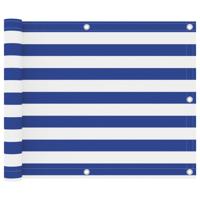 Balkonscherm 75x400 cm oxford stof wit en blauw