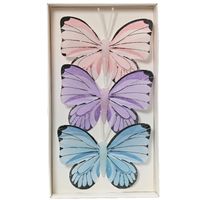 Decoris decoratie vlinders op draad - 3x - gekleurd - 8 x 6 cm   -