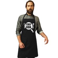 Chef kok keukenschort zwart heren en dames - thumbnail