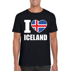 Zwart I love Ijsland fan shirt heren