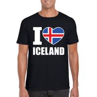 Zwart I love Ijsland fan shirt heren - thumbnail