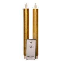 Led dinerkaarsen - 2x st - goud - 23 cm - bewegende vlam - warm goud licht