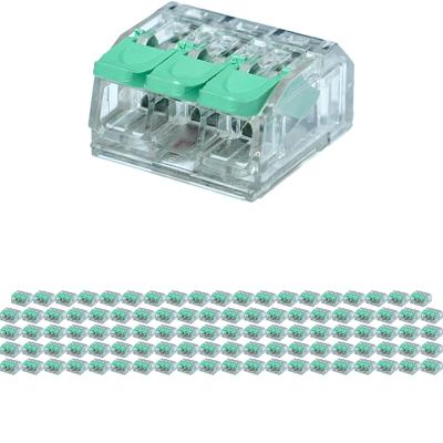 Lasklem - Verbindingsklem - 100 Stuks - 3 Polig met Klemmetjes - Groen