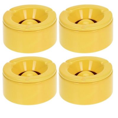 Set van 4x stuks gele storm/terras asbakken van 12 cm