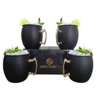 Sandside Moscow Mule Bekers Premium Cocktail Glazen Set 4x Zwart Met Luxe Giftset Verpakking - thumbnail