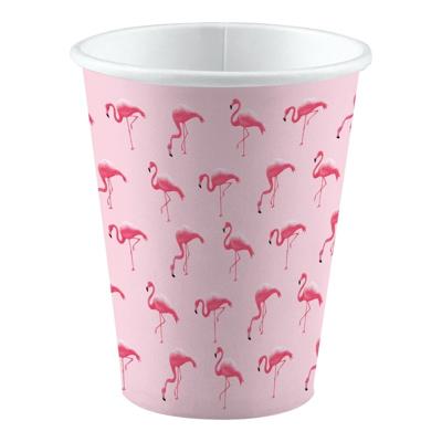 Amscan Flamingo party bekertjes - 8x stuks - 250 ml - karton