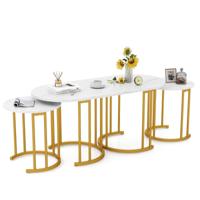 Salontafelset met 3 Tafels Stapelbare Bijzettafels Ovale Salontafel & 2 Ronde Bijzettafels