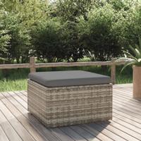 Voetensteun met kussen 55x55x30 cm poly rattan grijs Voetensteun met kussen 55x55x30 cm poly rattan grijs