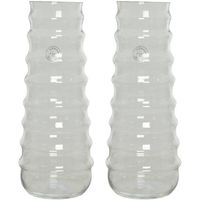 Transparante vaas/bloemenvaas ribbel-motief 6 liter van glas 15 x 35 cm - Vazen - thumbnail