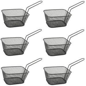 6x stuks zwarte patat/snack serveermandjes/frietmandjes 14 cm