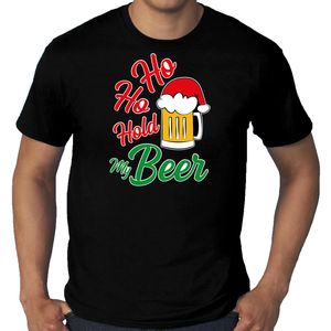 Grote maten Ho ho hold my beer fout Kerstshirt / outfit zwart voor heren