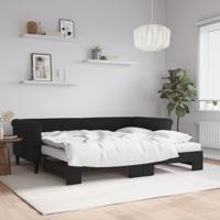 Slaapbank onderschuifbed en matrassen 90x200 cm fluweel zwart