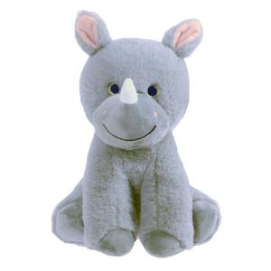 Knuffeldier Neushoorn Olly - zachte pluche stof - wilde dieren knuffels - grijs - 24 cm