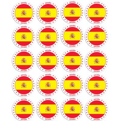 Vlag van Spanje stickers - 20x - rond - D14,8 cm - in vlag kleuren - Landen thema