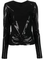 ROTATE BIRGER CHRISTENSEN sequin-embellished open-back top - Noir - thumbnail