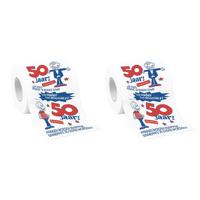 Rol Toiletpapier voor 50 jaar man - Set van 3x stuks - met grappige tekst - 50e verjaardag funcadeau