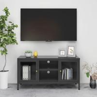 Tv-meubel 105x35x52 cm staal en glas antracietkleurig